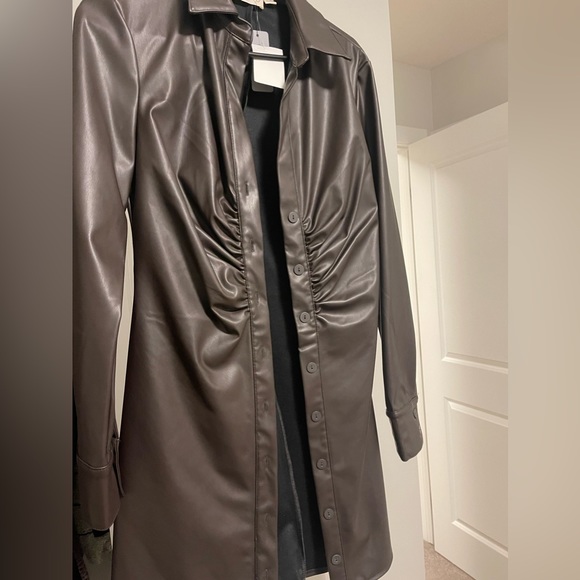 Retrod Brown Faux Leather Long Coat size M - Picture 1 of 3